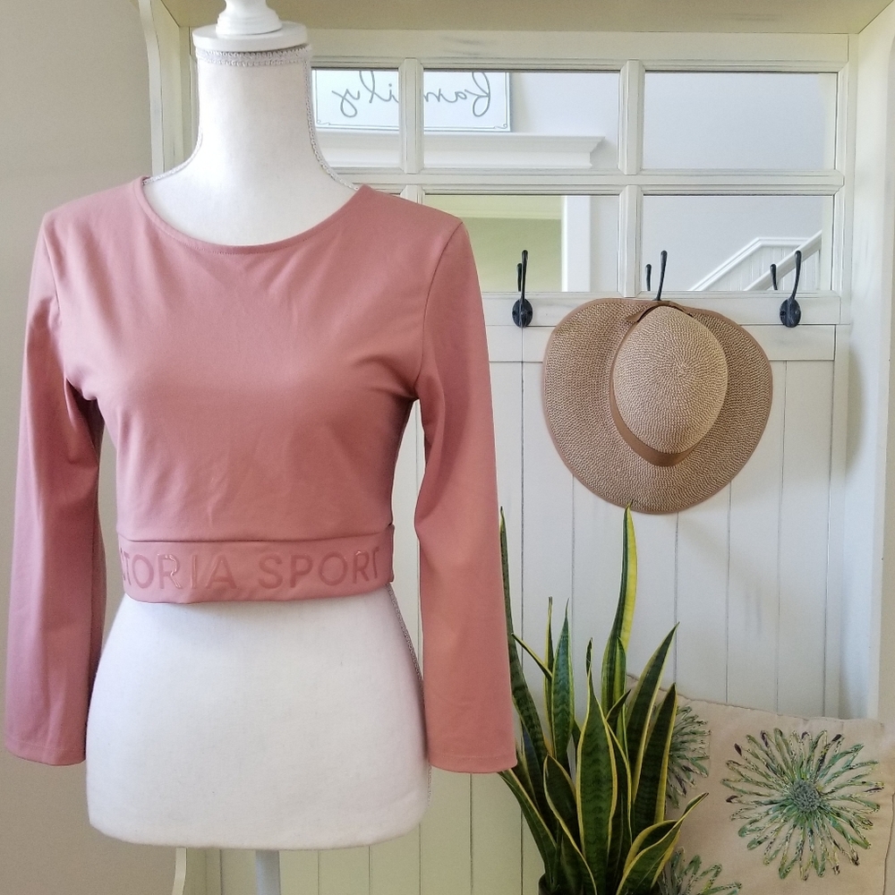 Victoria's Secret Mauve Pink Long Sleeve Crop Top